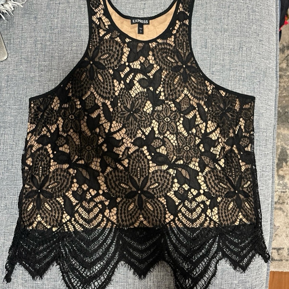Express Black Lace Sleeveless Blouse